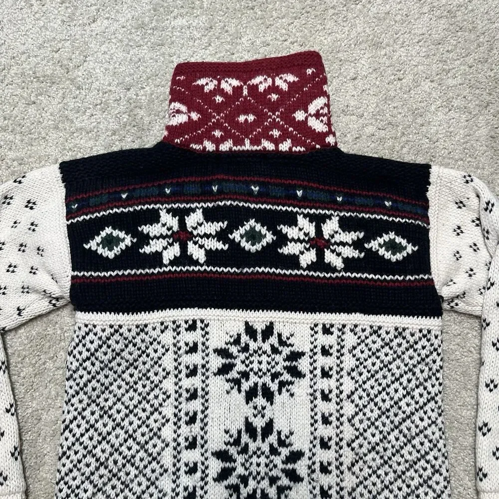 Ralph Lauren Boys 4/5 Fair Isle Ski Sweater Cotton Wool Full Zip Nordic Jacket